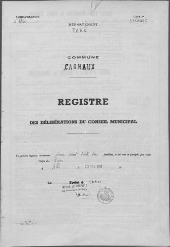 Conseil municipal.-Registre des délibérations du 18 mars 1958 au 30 janvier 1965