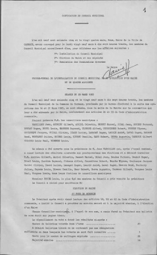 Conseil municipal.-Registre des délibérations du 29 mars 1965 au 7 février 1971